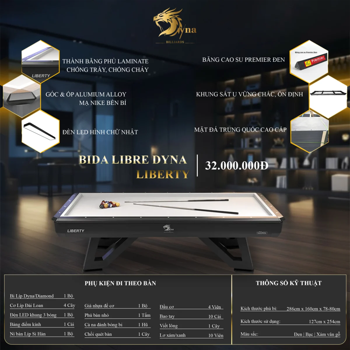Bàn bida Libre DYNA LIBERTY