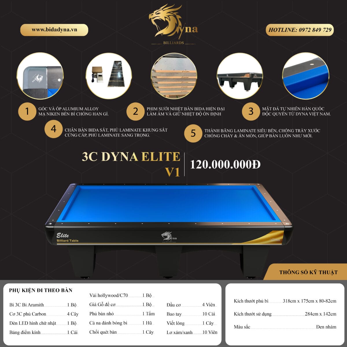 Bàn Bida 3C Dyna Elite V1